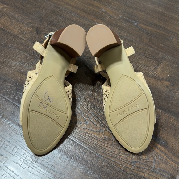 Franco Sarto Harlet 3 Leather/Suede Open-Toe Heels Size 9 Women - Picture 10 of 13